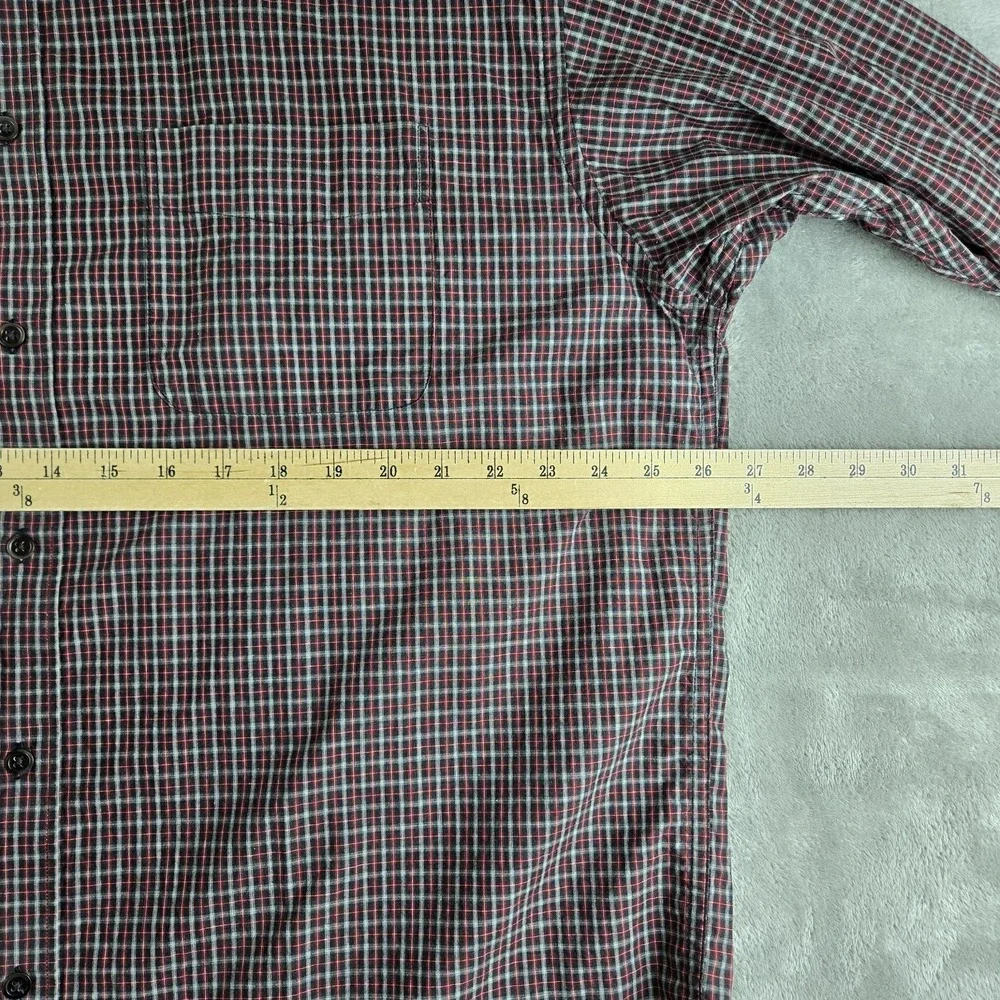 Banana Republic Shirt Mens XL Gray Red Checkered Long Sleeve Casual Career Work